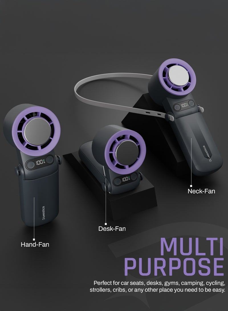 DOMESTICA Flö Portable Handheld Fan, 20000 RPM with IcyTouch™, 4000mAh USB Rechargeable Battery [Up to 12H], | Mini Pocket Hand Fan | Foldable Rechargeable Personal Fan, for Travel, Indoor & Outdoor Use Moon Berry - Image 3